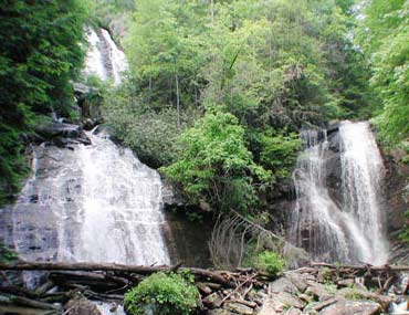 a view of the twin Anna Ruby Falls